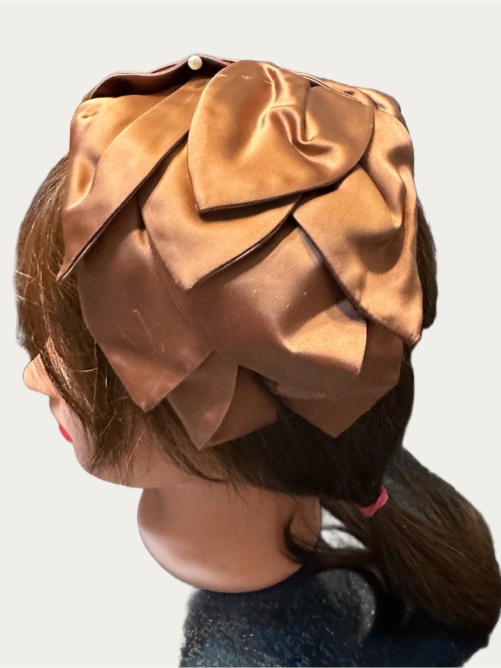 Cathay Vintage Fascinator Hat Satin Bow Feather Elegant Brown